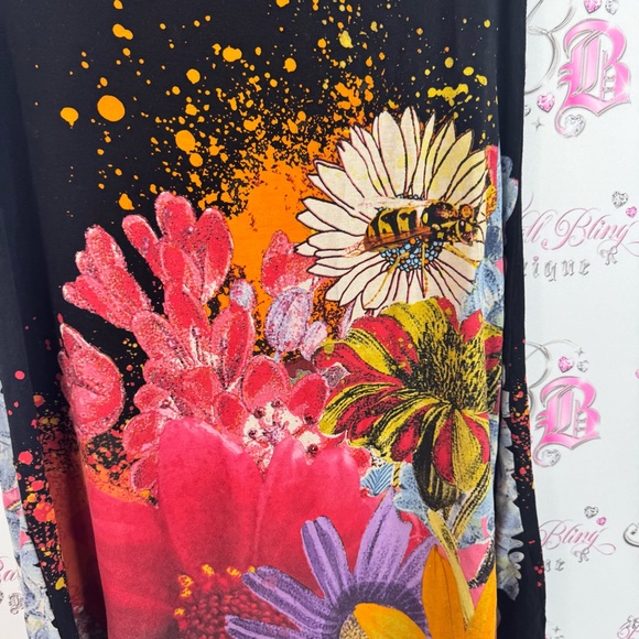 Desigual dress flowers bee π embroidered Black Floral Midi Dress - Picture 5 of 8